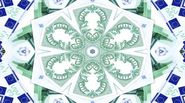 Soyut para kavramı simetrik desen süs dekoratif Kaleidoscope hareketi geometrik daire ve yıldız şekiller