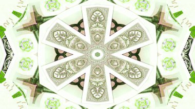 Soyut para kavramı simetrik desen süs dekoratif Kaleidoscope hareketi geometrik daire ve yıldız şekiller