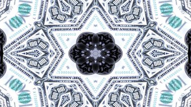 Soyut para kavramı simetrik desen süs dekoratif Kaleidoscope hareketi geometrik daire ve yıldız şekiller