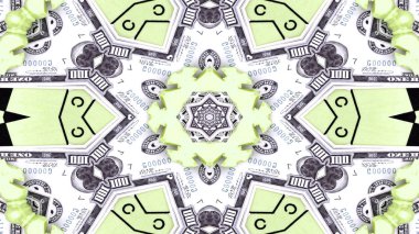 Soyut para kavramı simetrik desen süs dekoratif Kaleidoscope hareketi geometrik daire ve yıldız şekiller