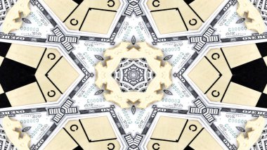 Soyut para kavramı simetrik desen süs dekoratif Kaleidoscope hareketi geometrik daire ve yıldız şekiller