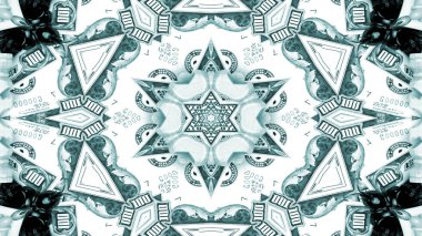 Soyut para kavramı simetrik desen süs dekoratif Kaleidoscope hareketi geometrik daire ve yıldız şekiller