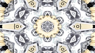 Soyut para kavramı simetrik desen süs dekoratif Kaleidoscope hareketi geometrik daire ve yıldız şekiller