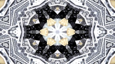 Soyut para kavramı simetrik desen süs dekoratif Kaleidoscope hareketi geometrik daire ve yıldız şekiller