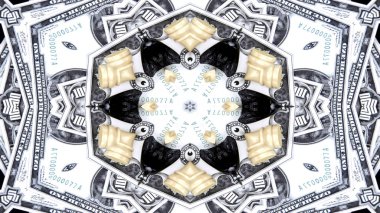 Soyut para kavramı simetrik desen süs dekoratif Kaleidoscope hareketi geometrik daire ve yıldız şekiller