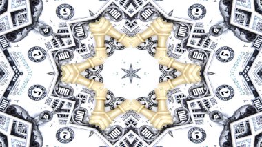 Soyut para kavramı simetrik desen süs dekoratif Kaleidoscope hareketi geometrik daire ve yıldız şekiller