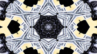 Soyut para kavramı simetrik desen süs dekoratif Kaleidoscope hareketi geometrik daire ve yıldız şekiller