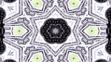 Soyut para kavramı simetrik desen süs dekoratif Kaleidoscope hareketi geometrik daire ve yıldız şekiller