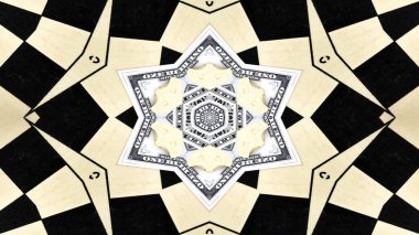 Soyut para kavramı simetrik desen süs dekoratif Kaleidoscope hareketi geometrik daire ve yıldız şekiller
