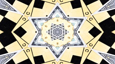 Soyut para kavramı simetrik desen süs dekoratif Kaleidoscope hareketi geometrik daire ve yıldız şekiller