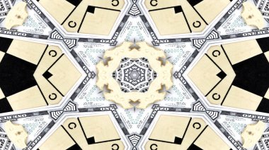 Soyut para kavramı simetrik desen süs dekoratif Kaleidoscope hareketi geometrik daire ve yıldız şekiller