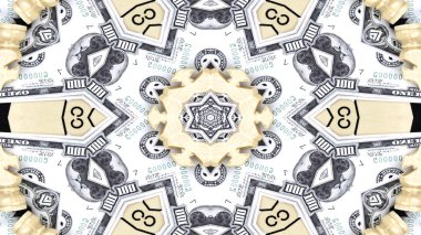 Soyut para kavramı simetrik desen süs dekoratif Kaleidoscope hareketi geometrik daire ve yıldız şekiller