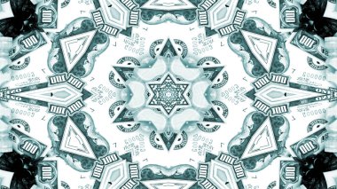 Soyut para kavramı simetrik desen süs dekoratif Kaleidoscope hareketi geometrik daire ve yıldız şekiller