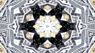 Soyut para kavramı simetrik desen süs dekoratif Kaleidoscope hareketi geometrik daire ve yıldız şekiller