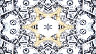 Soyut para kavramı simetrik desen süs dekoratif Kaleidoscope hareketi geometrik daire ve yıldız şekiller