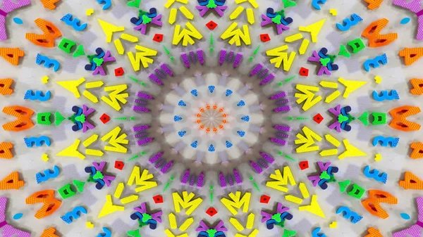 Abstrakte Zahlen Und Buchstaben Konzept Symmetrische Muster Ornamentale Dekorative Kaleidoskop — Stockfoto