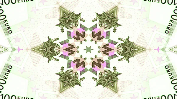 Abstraktes Geld Konzept Symmetrische Muster Ornamentale Dekorative Kaleidoskop Bewegung Geometrische — Stockfoto