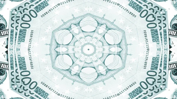 Abstraktes Geld Konzept Symmetrische Muster Ornamentale Dekorative Kaleidoskop Bewegung Geometrische — Stockfoto