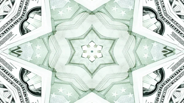 Abstraktní Peníze Koncept Symetrický Vzor Okrasné Dekorativní Kaleidoskop Hnutí Geometrické — Stock fotografie