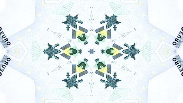 Abstrato Dinheiro Conceito Padrão Simétrico Ornamental Decorativo Caleidoscópio Movimento Geométrico — Fotografia de Stock
