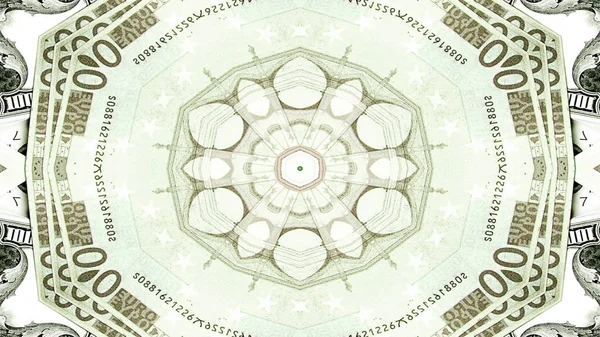 Abstraktes Geld Konzept Symmetrische Muster Ornamentale Dekorative Kaleidoskop Bewegung Geometrische — Stockfoto