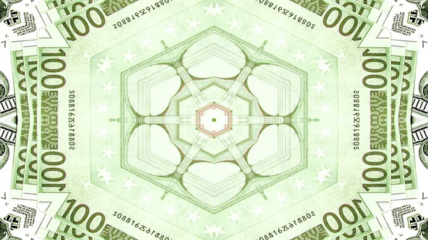 お金の概念対称パターン装飾装飾的な万華鏡運動幾何学的な円と星の形を抽象化します — ストック写真