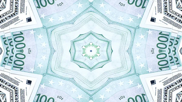 Abstraktní Peníze Koncept Symetrický Vzor Okrasné Dekorativní Kaleidoskop Hnutí Geometrické — Stock fotografie