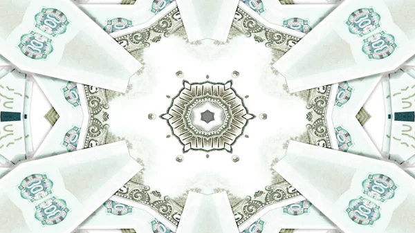 Abstraktní Peníze Koncept Symetrický Vzor Okrasné Dekorativní Kaleidoskop Hnutí Geometrické — Stock fotografie