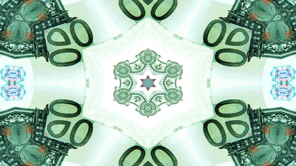 Abstracte Geld Concept Symmetrisch Patroon Sier Decoratieve Caleidoscoop Verkeer Geometrische — Stockfoto