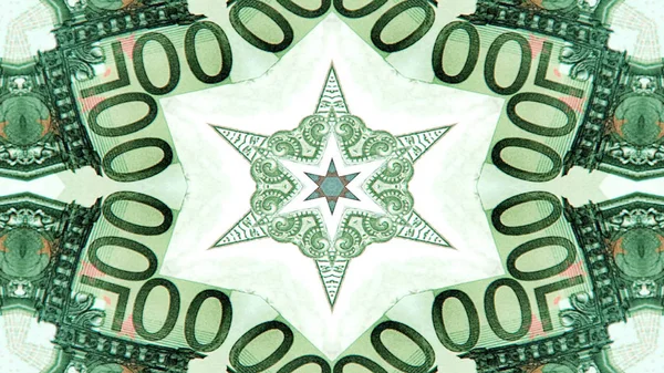 Concept Monétaire Abstrait Modèle Symétrique Décoratif Décoratif Kaléidoscope Mouvement Cercle — Photo