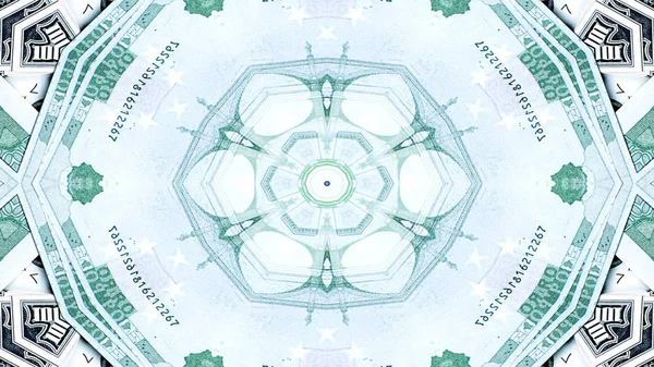 Abstraktní Peníze Koncept Symetrický Vzor Okrasné Dekorativní Kaleidoskop Hnutí Geometrické — Stock fotografie