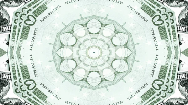 Abstraktes Geld Konzept Symmetrische Muster Ornamentale Dekorative Kaleidoskop Bewegung Geometrische — Stockfoto