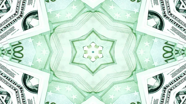 Abstraktní Peníze Koncept Symetrický Vzor Okrasné Dekorativní Kaleidoskop Hnutí Geometrické — Stock fotografie