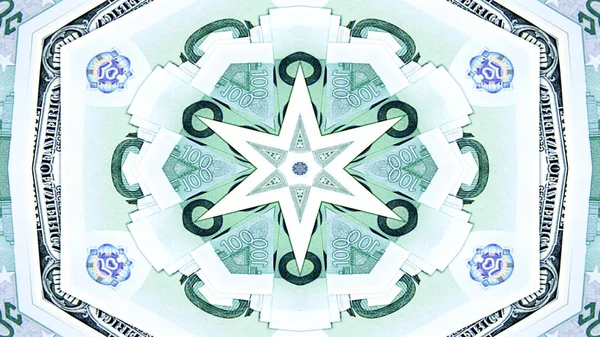 Concepto Dinero Abstracto Patrón Simétrico Caleidoscopio Decorativo Ornamental Movimiento Círculo —  Fotos de Stock