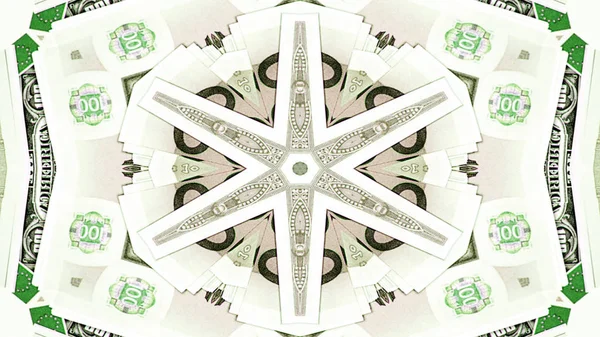 Abstraktní Peníze Koncept Symetrický Vzor Okrasné Dekorativní Kaleidoskop Hnutí Geometrické — Stock fotografie