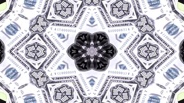 Concept Monétaire Abstrait Modèle Symétrique Décoratif Décoratif Kaléidoscope Mouvement Cercle — Photo