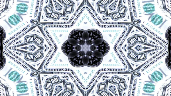 Concepto Dinero Abstracto Patrón Simétrico Caleidoscopio Decorativo Ornamental Movimiento Círculo — Foto de Stock