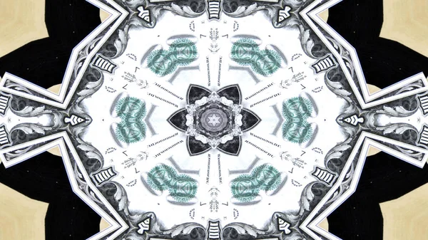Abstrakt Pengar Konceptet Symmetriska Mönster Dekorativa Dekorativa Kalejdoskop Rörelse Geometrisk — Stockfoto