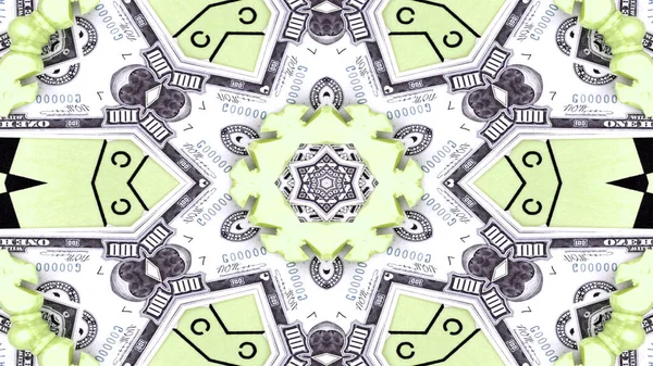 Abstract Money Concept Symmetric Pattern Ornamental Decorative Kaleidoscope Movement Geometric — Stock Photo, Image