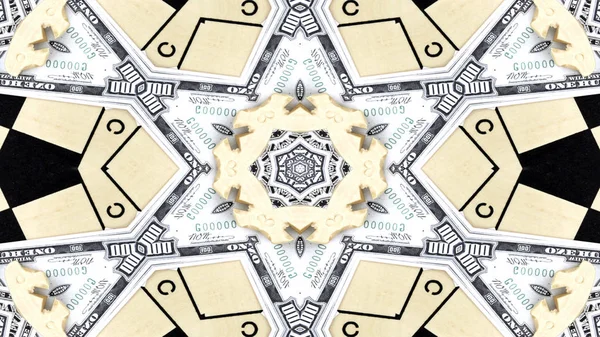 Concepto Dinero Abstracto Patrón Simétrico Caleidoscopio Decorativo Ornamental Movimiento Círculo —  Fotos de Stock