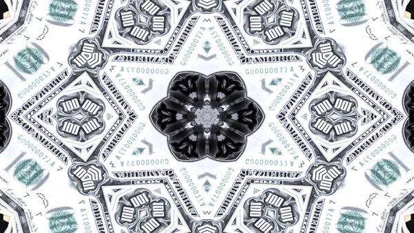Concepto Dinero Abstracto Patrón Simétrico Caleidoscopio Decorativo Ornamental Movimiento Círculo — Foto de Stock
