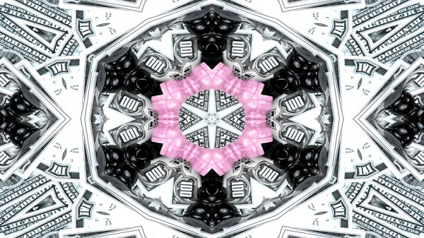 Soyut para kavramı simetrik desen süs dekoratif Kaleidoscope hareketi geometrik daire ve yıldız şekiller