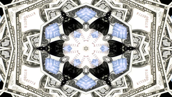 Soyut para kavramı simetrik desen süs dekoratif Kaleidoscope hareketi geometrik daire ve yıldız şekiller