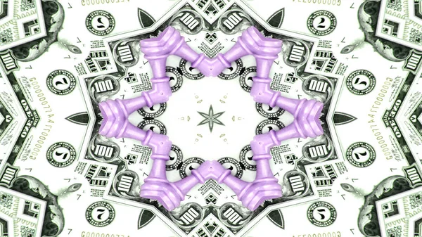 Abstract Money Concept Symmetric Pattern Ornamental Decorative Kaleidoscope Movement Geometric — Stock Photo, Image