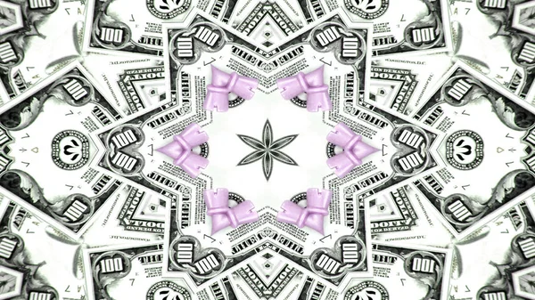 Abstract Money Concept Symmetric Pattern Ornamental Decorative Kaleidoscope Movement Geometric Circle and Star Shapes