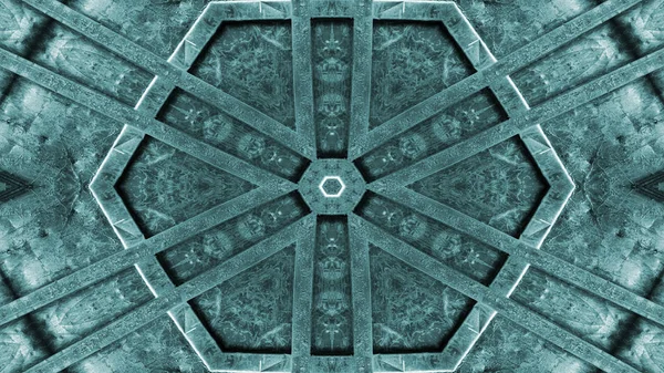 Abstract Metallic Industrial Technology Concept Symmetric Pattern Ornamental Decorative Kaleidoscope — Stock Photo, Image
