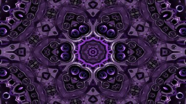 Metal Sanayi ve teknoloji kavramı simetrik desen süs dekoratif Kaleidoscope hareketi geometrik daire ve yıldız şekiller soyut