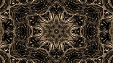 Metal Sanayi ve teknoloji kavramı simetrik desen süs dekoratif Kaleidoscope hareketi geometrik daire ve yıldız şekiller soyut