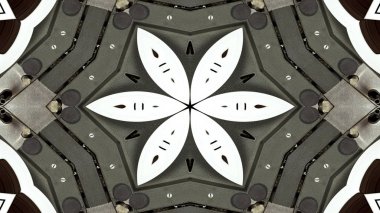 Metal Sanayi ve teknoloji kavramı simetrik desen süs dekoratif Kaleidoscope hareketi geometrik daire ve yıldız şekiller soyut