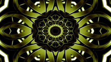 Metal Sanayi ve teknoloji kavramı simetrik desen süs dekoratif Kaleidoscope hareketi geometrik daire ve yıldız şekiller soyut